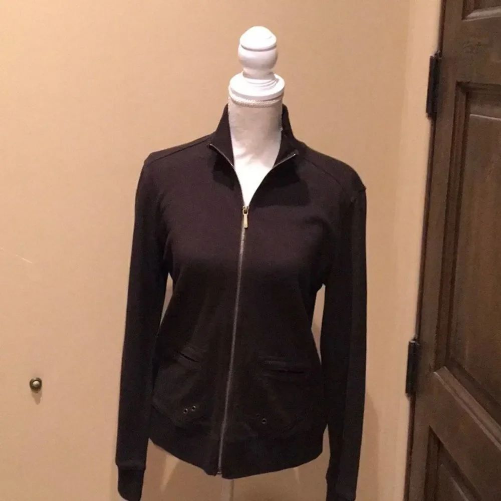 Brown CHAPS Zip Cardigan Sweater L